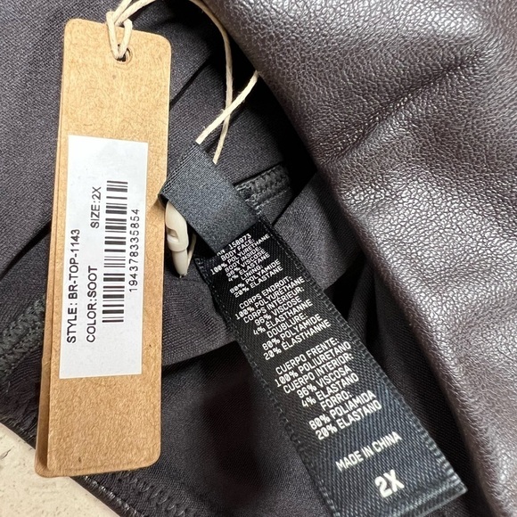 NWT SKIMS Faux Leather Bralette Soot 2X - Picture 9 of 9